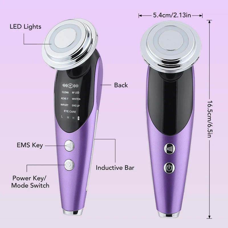 7 في 1 جهاز رفع الوجه EMS مكركرنت الساخن الباردة ضغط تجديد الجلد الوجه الرقبة ثبات مدلك جهاز العناية بالجمال