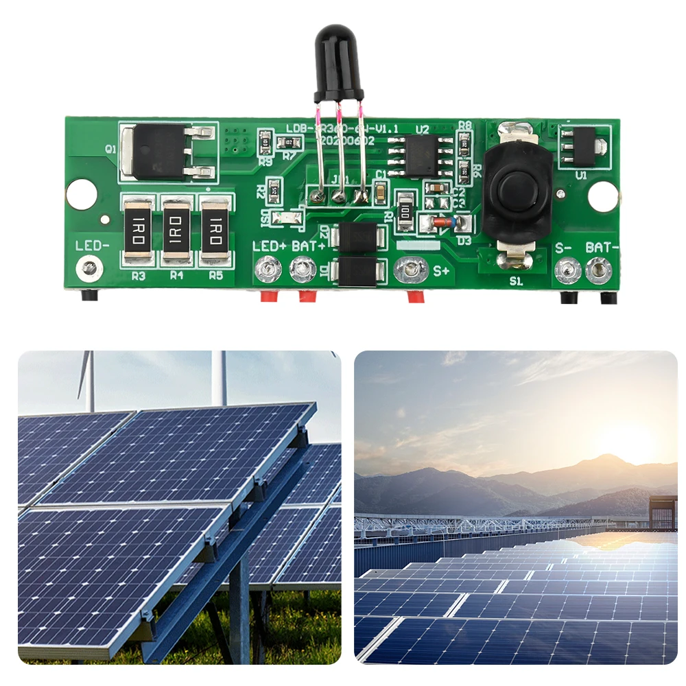 Controle remoto de longa iluminação, redução automática de energia, 3.2v 3.7v, placa de circuito de luz de rua solar, controlador de condução