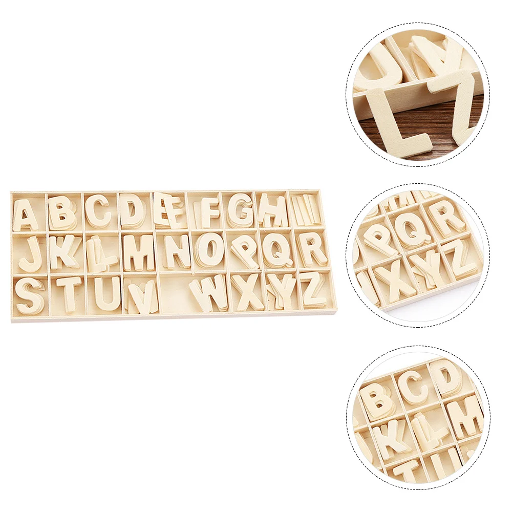 1Set Alphabet Wood Chips Smooth Shapes Safe for Kids Early Education DIY Supplies Creativity Development Home Decor Unpainted