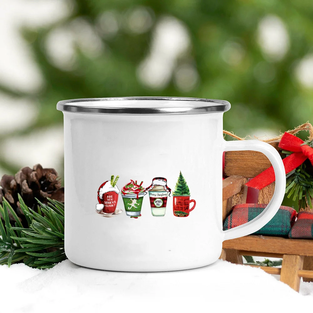 

Just A Girl Who Loves Christmas Enamel Coffee Mugs Christmas Party Hot Cocoa Chocolate Cups Drink Wine Mug Drinkware Xmas Gifts