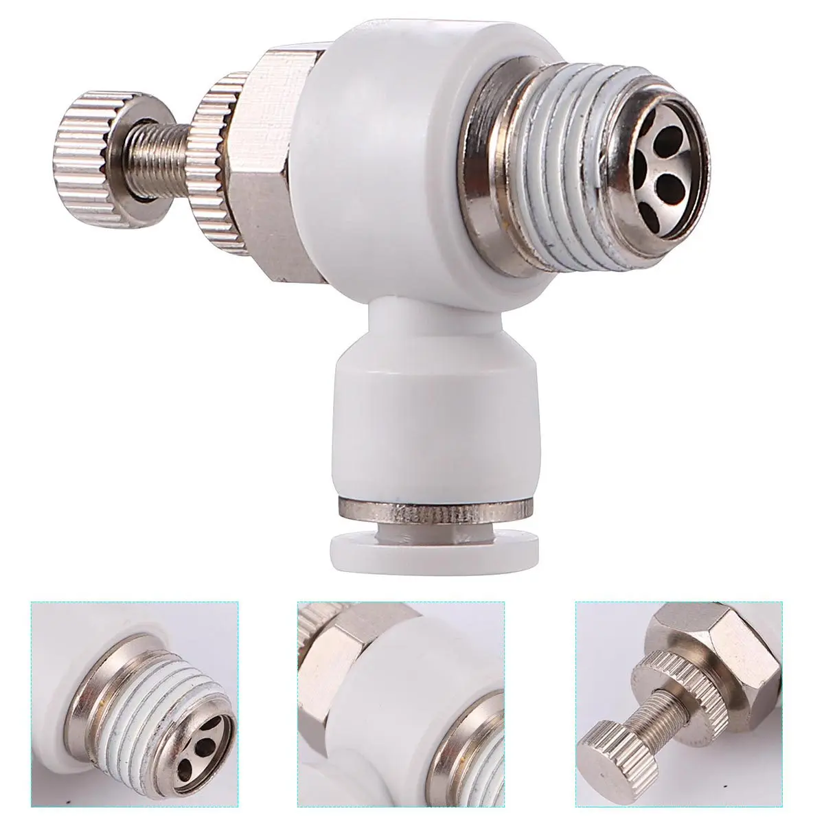 4pcs Pneumatic Flow Control Valve, Adjustable Throttle & Exhaust Air Regulator for 6mm Tube