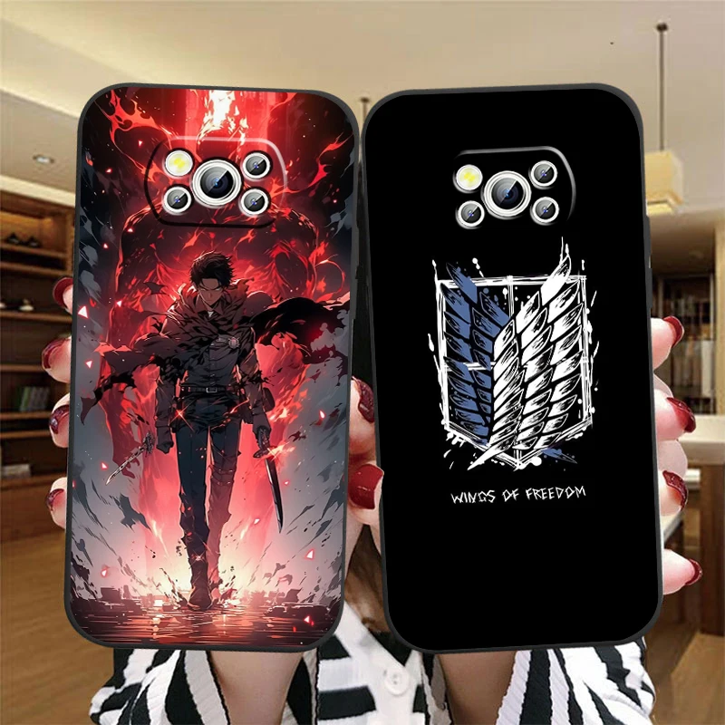 A-Attack On T-titan Anime Cool For Xiaomi Mi Poco F5 F4 F3 F2 X5 X4 X3 M6 M5 M5S M4 M3 C40 Pro GT NFC 5G Black Cover Phone Case