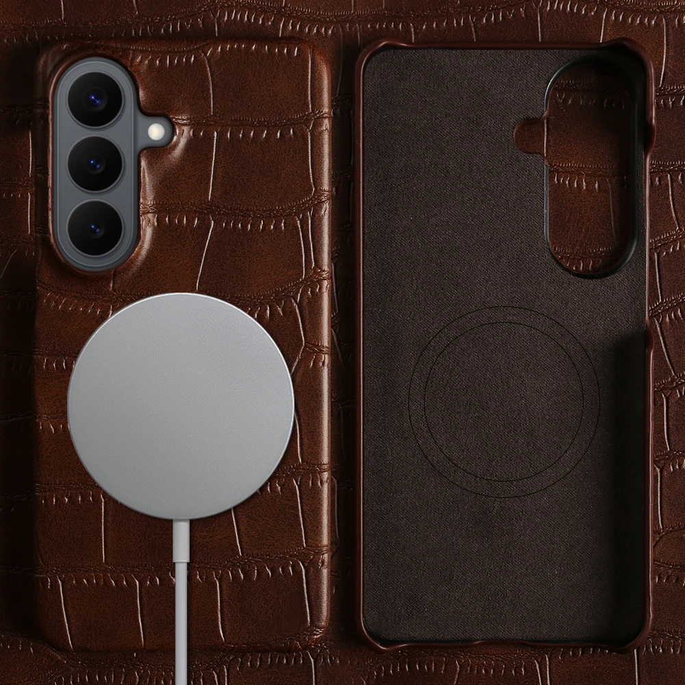 

For Magsafe Phone Leather Case for Samsung Galaxy A57 A37 A55 A35 S26 Plus S25 FE S20 S24 S23 S22 S21 Ultra Hard Back Cover Case