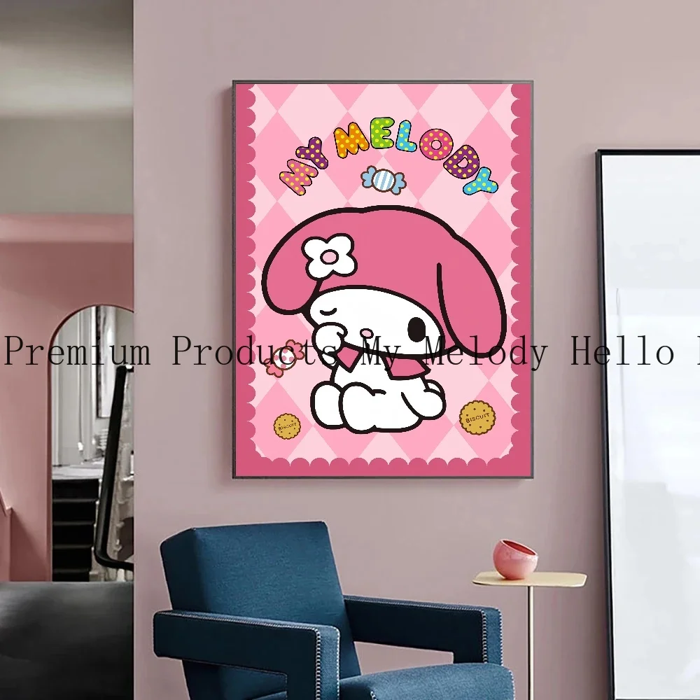 Sanrio Series Pudding Dog Coolomi Melody Hello Kitty Poster Canvas Painting Prints Cartoon Wall Art Picture Kids Room Home Decor