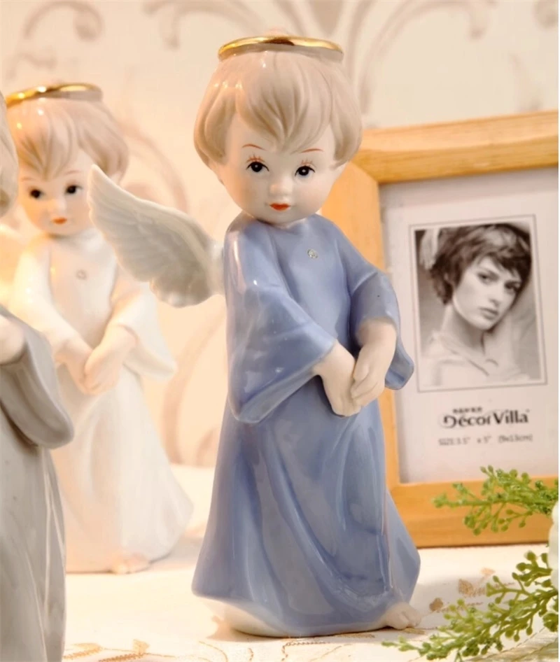 

Cute Porcelain Little Angel Figurine Ceramic Angel Miniature Home Decoration Festival Gift Kid Ornament Handicraft Accessories