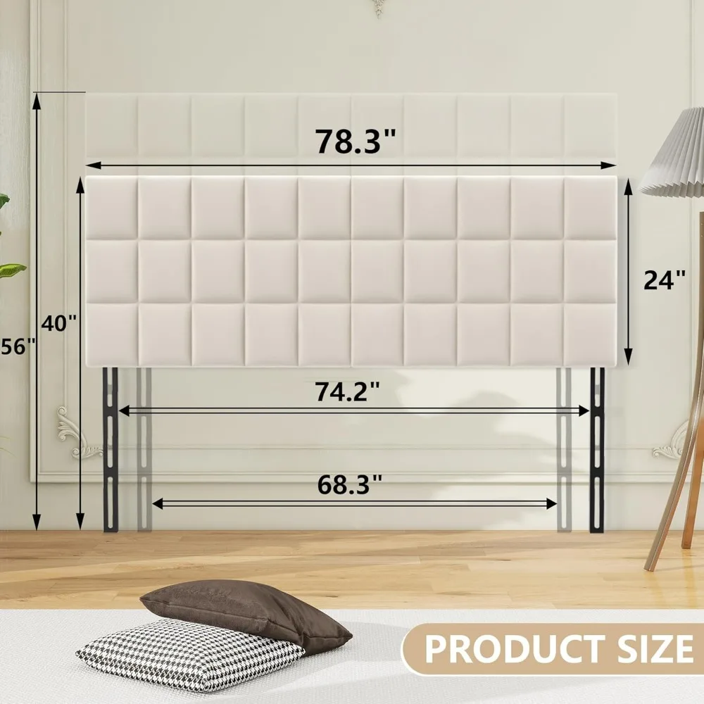 لوح رأسي معنقدة مع ارتفاع وعرض قابل للتعديل، لوح رأسي منجد قابل للطي مع أرجل معدنية لمقاس كينج #2