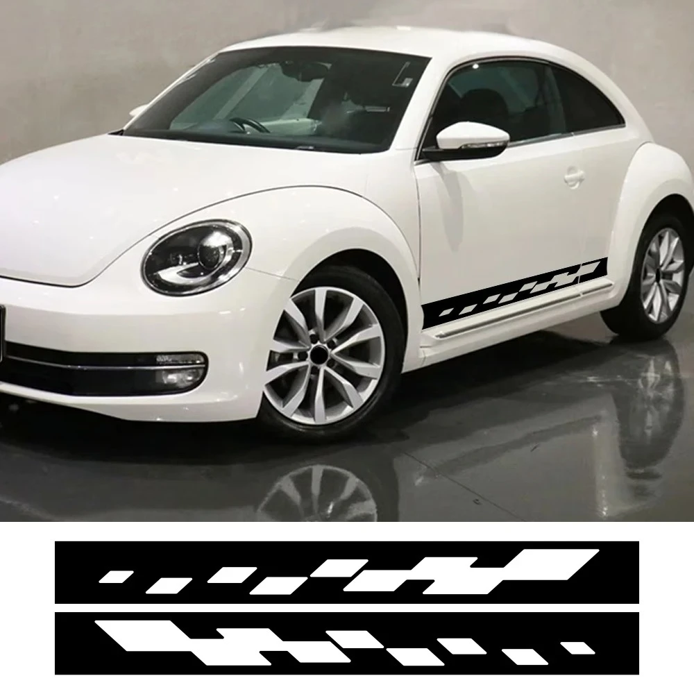2 Stück Auto-Seitenaufkleber Sportwagen-Streifen Vinyl-Aufkleber für Volkswagen VW Beetle Auto-Tuning Dekorationsaufkleber Zubehör