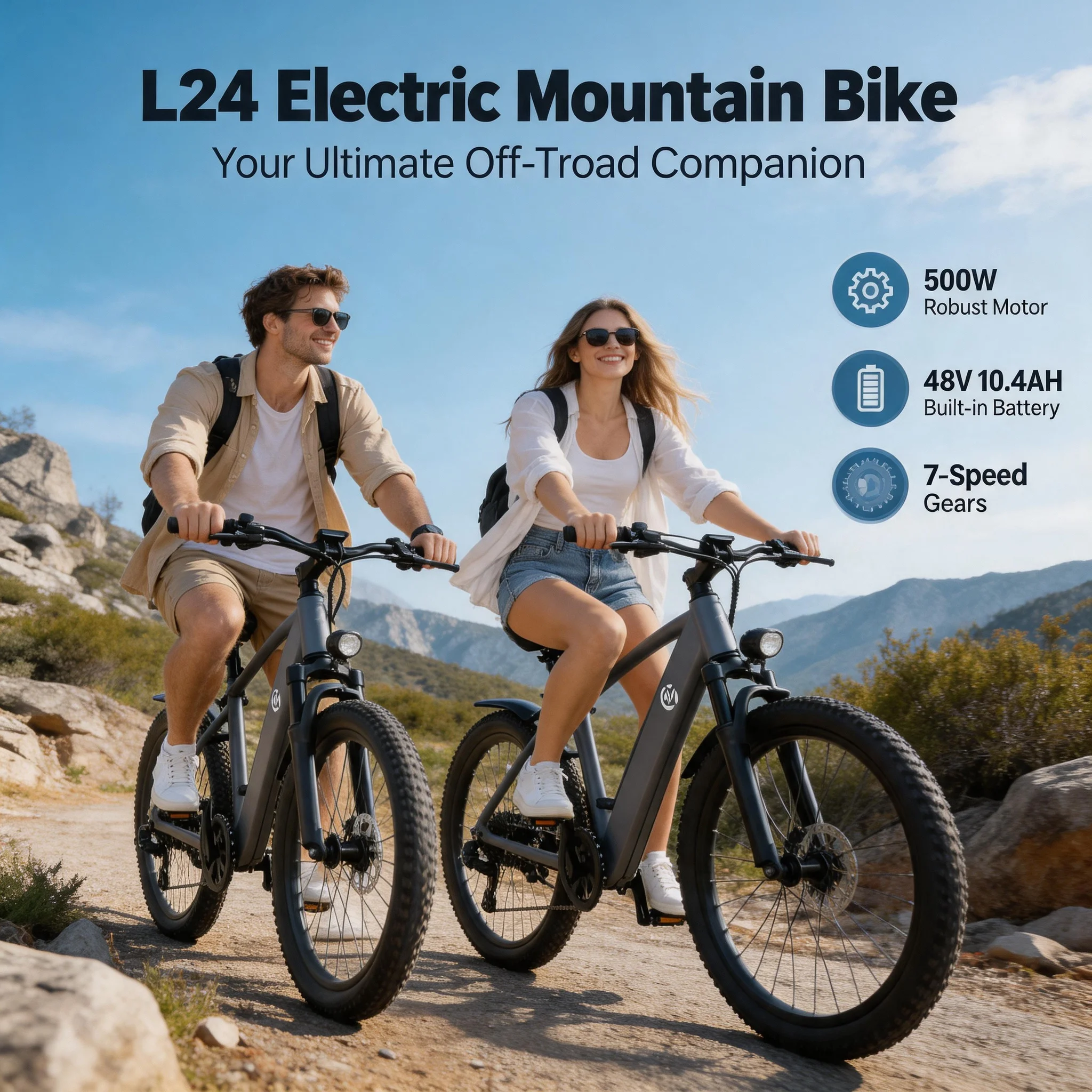 Real-Time Monitoring Safe Electric Bicycle, Venus2 Real-Time Display, Adjustable 5-Level PAS & G-06 Professional Lighting, Eliminates blind riding and dim light safety hazards, Intelligent Safe Design, Ideal for All-Day Mountain Adventures