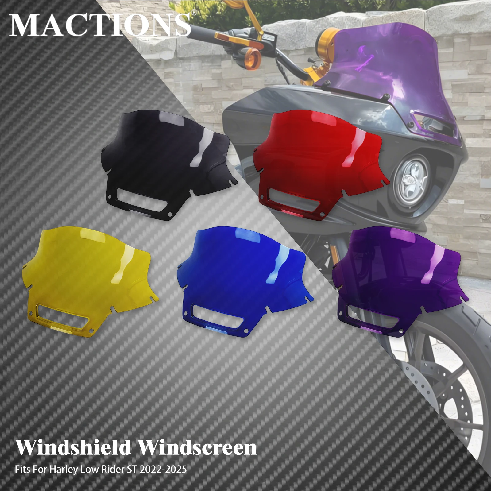 

Black/Red/Yellow/Purple/Blue Motorcycle Fairing Wind Deflector Windshield Windscreen For Harley Softail Low Rider ST 2022-2025