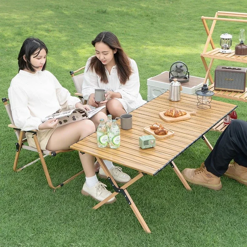 

Tourist Folding Outdoor Tables Camp Out Picnic Garden Beach Outdoor Tables Camping Coffee Wagon Parasol Furniture Muebles FYOT