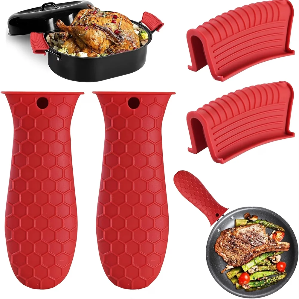 Gusseisen-Griffabdeckung, Silikon-Heißgriffhalter, Hitzebeständige Gusseisen-Pfannenabdeckungen Topflappen für Bratpfannen und Grillplatten
