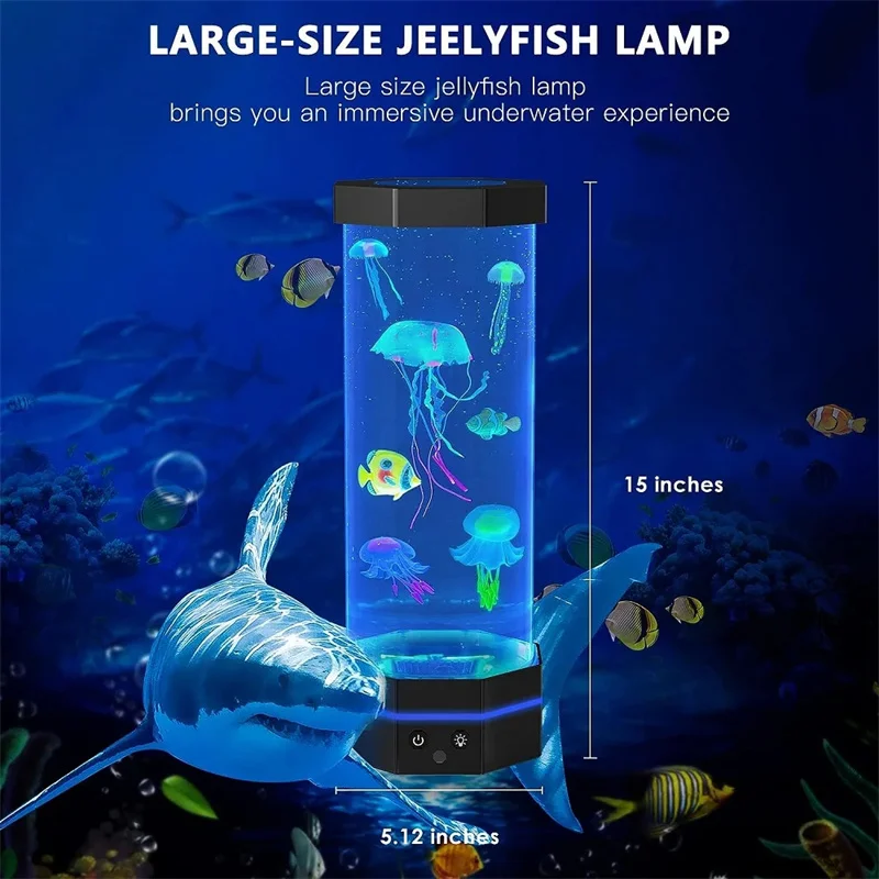 Lampe à lave méduse avec télécommande, lampe méduse, lampe poisson à bulles enfichable USB, veilleuse C pour enfants, Proxy 17 couleurs, 15 pouces