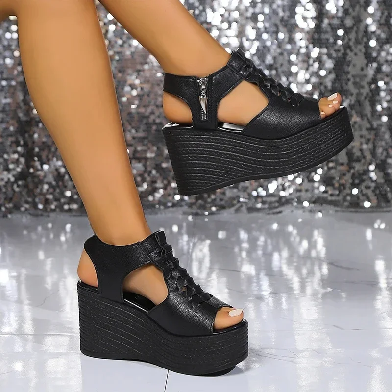 Wedges Platform Sandals Women Sexy High Heels Shoes 2024 Summer Designer Peep Toe Shoes Walking Open Toe Femme tosPumps