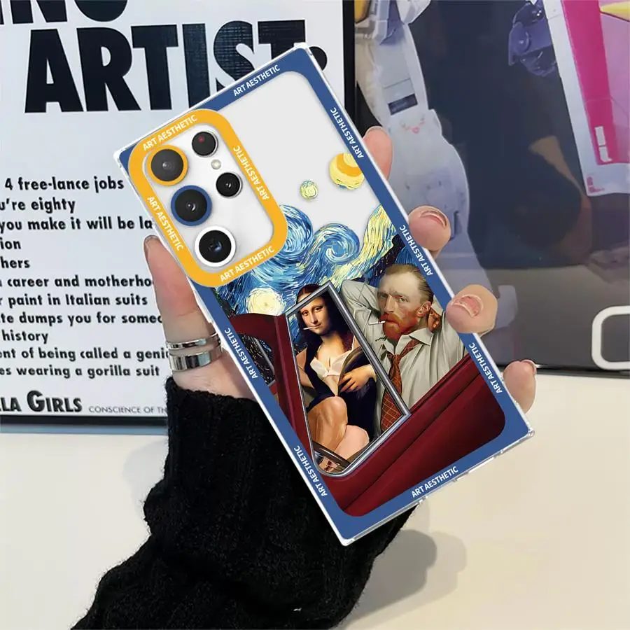 Great Art Van Gogh Mona Lisa Clear Case for Samsung Galaxy S24 Ultra S20 FE S21 S22 Plus S23 Ultra S23 FE Note 20 Ultra Cover