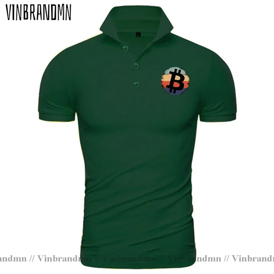 Fashion Bitcoin Polo Shirts Men Luxury Brand Clothes High Quality Man Bitcoin Polo Shirt Male Classic Business Crypto Coin Shirt