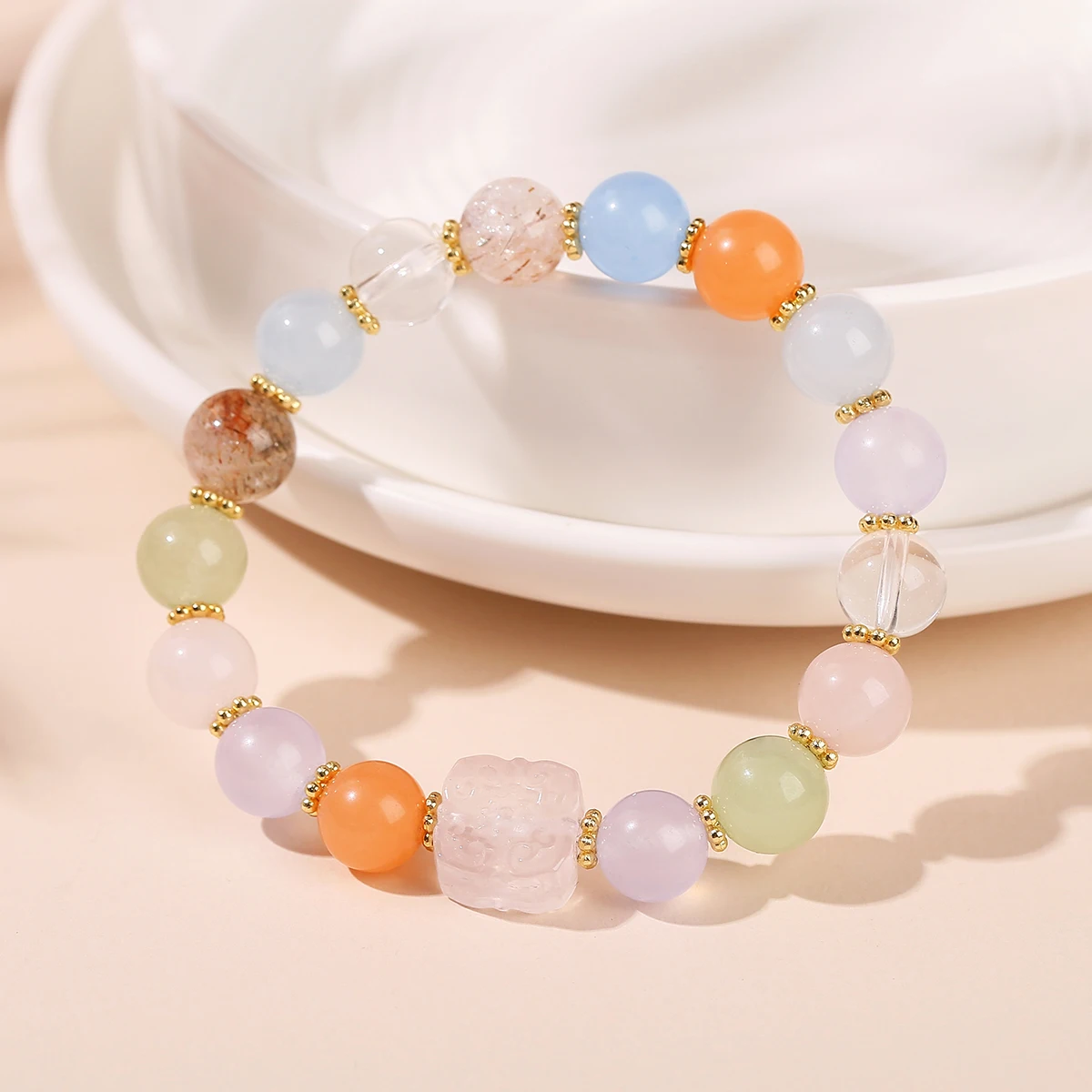 JD الحجر الطبيعي متعدد الألوان العقيق الأسود سوبر سبعة الكوارتز محظوظ تصميم سوار للنساء أزياء كريستال الطاقة المجوهرات #4