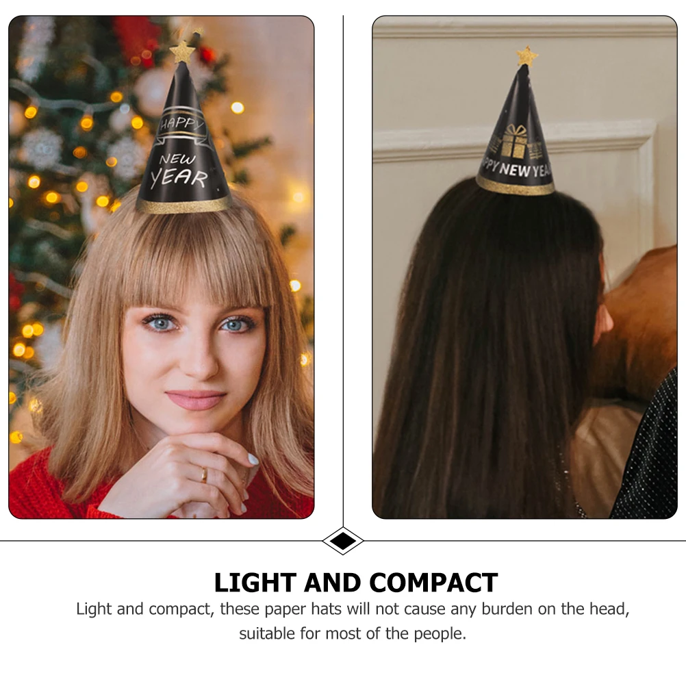 

12 Pcs Has Funny Party Cone Hats Festival New Year Eve Caps Shaped Black