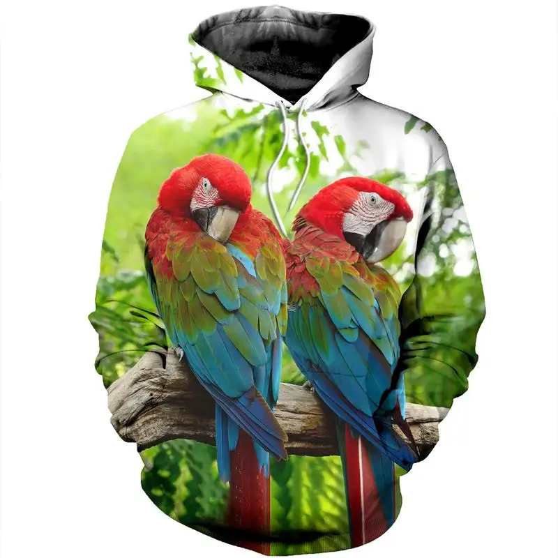 

2024 Animal parrot bird pattern family hoodie fun fashion Harajuku street family 3D printed sweatshirt Breathable Comfortable