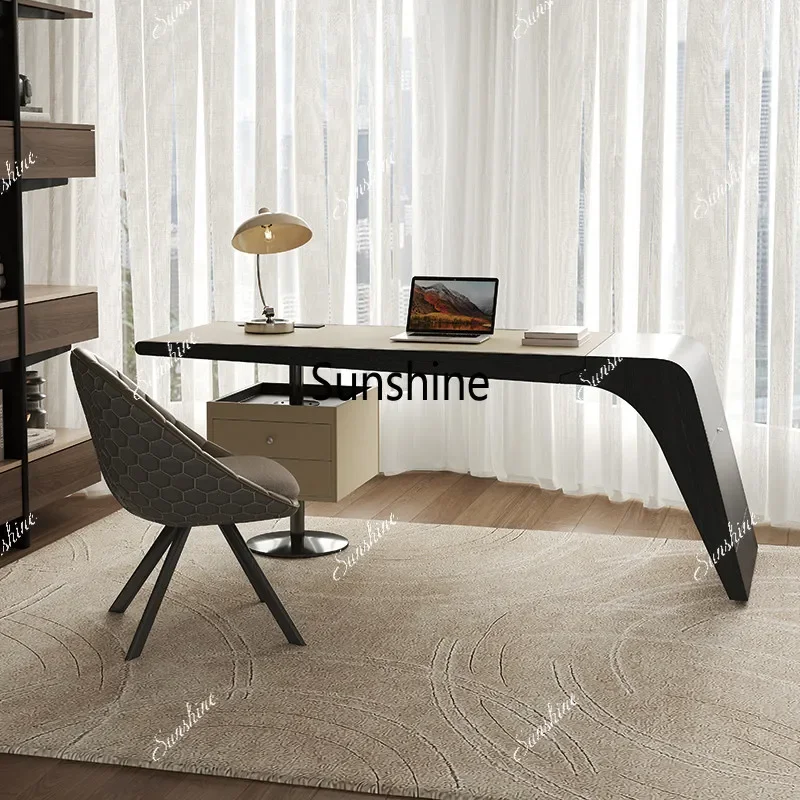 

YItalian minimalist desk modern light luxury high-end solid wood writing desk design