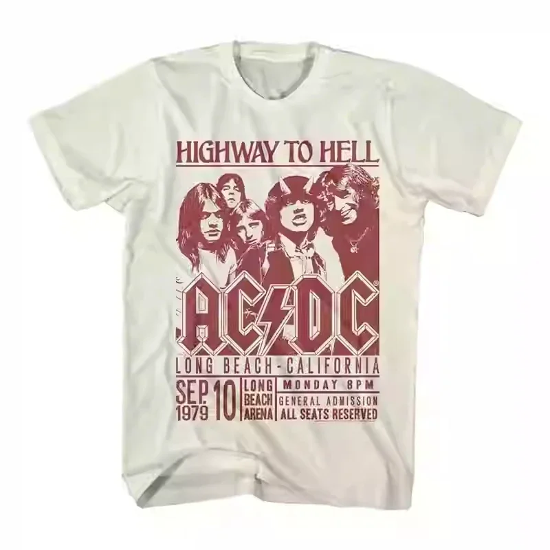 

Popular 2025 New ACDC Band Metal Rock Mens T Shirt Men's Cotton Rock Heavy T-Shirt Short Sleeve Men Clothing Anime Clothes