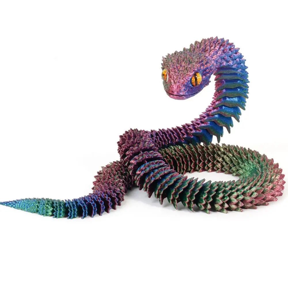 Realistic 3D Printed Snake Toy Multicolor Rotatable Simulated Snake Ornament PLA Simulation Animal Simulation Model