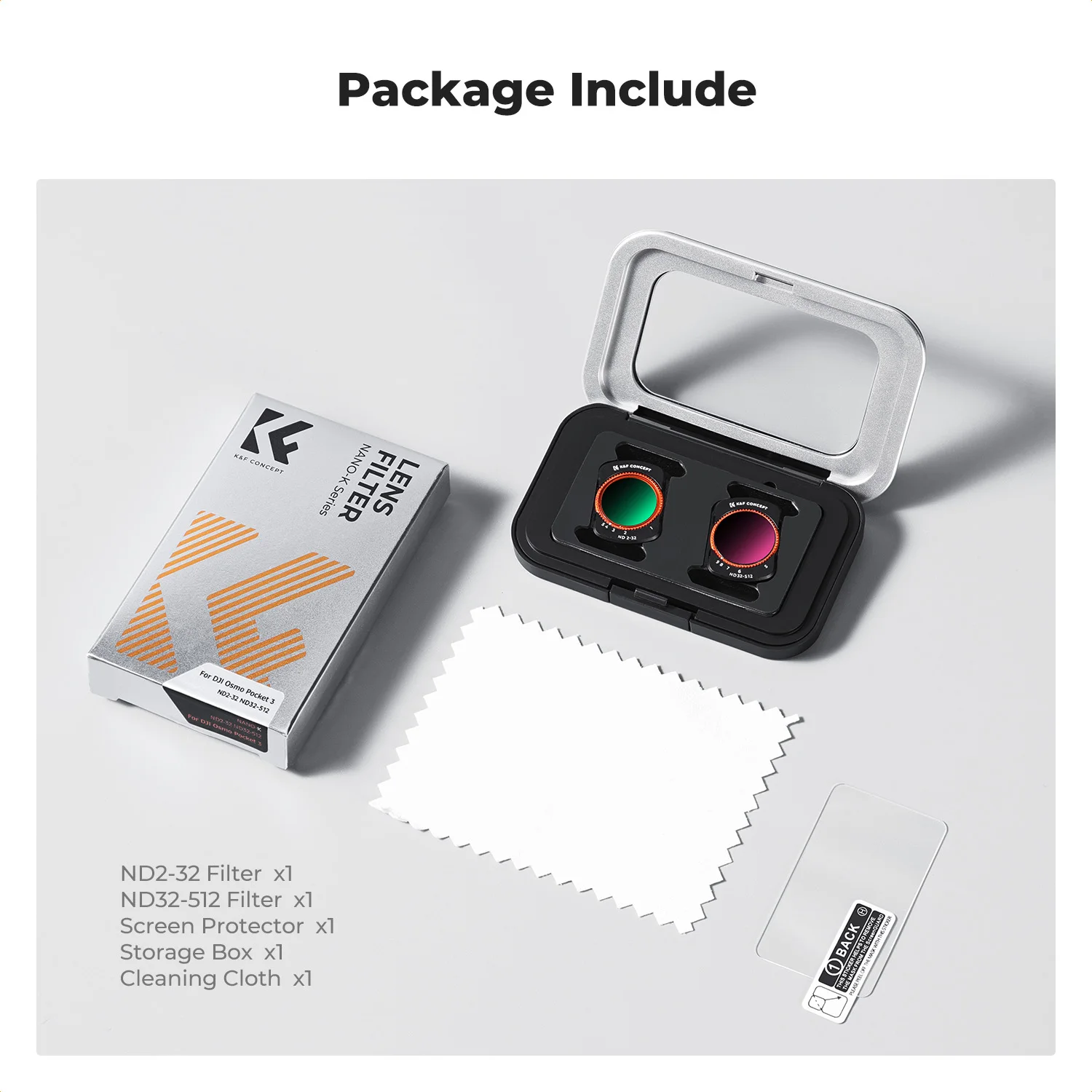 Filtr ND z regulacją przysłony K&F Concept ND2-32 & ND32-512 do DJI Osmo Pocket 3 /4, 18-warstwowy, powlekany, magnetyczny, szybki montaż, filtr Ultra HD — zdjęcie produktu 6