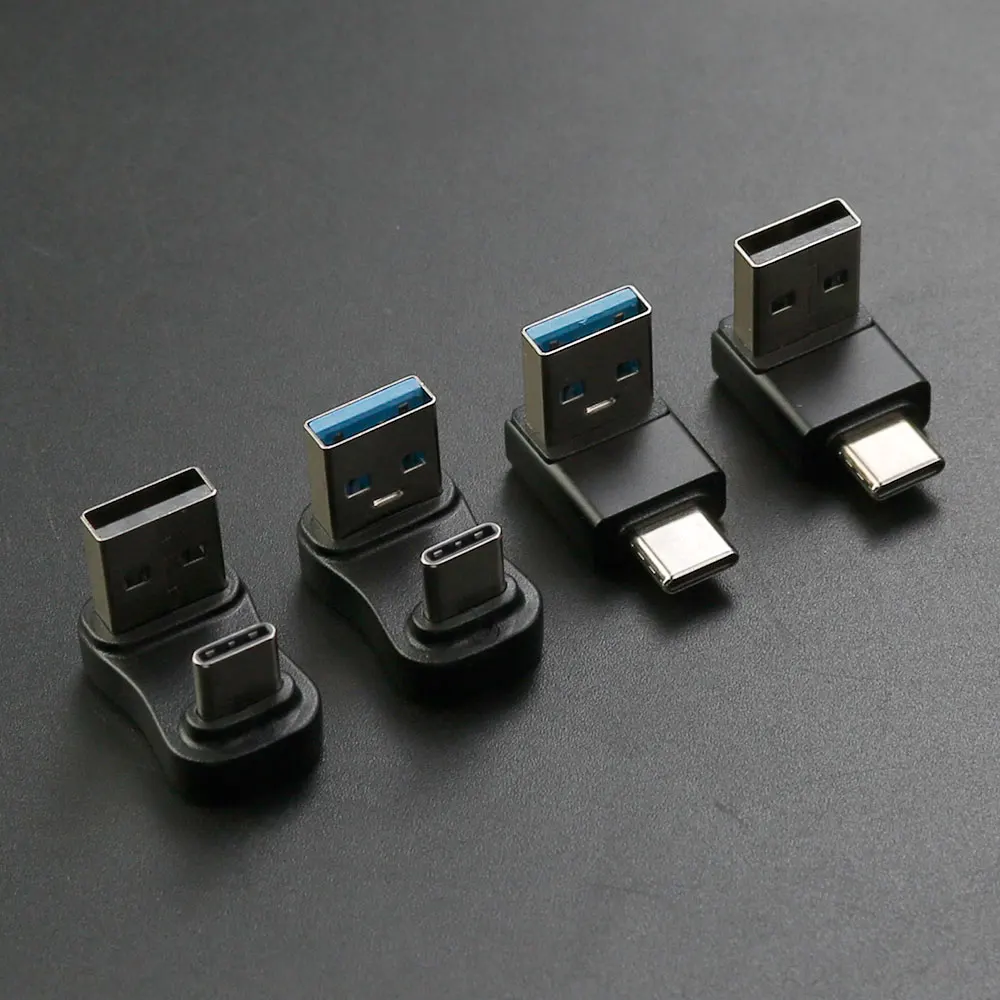 90/180 Degree Elbow USB C  Adapter OTG USB C Type C Male to USB Male Converter U Shape USB-C 3.0 Connector for Computer Phone