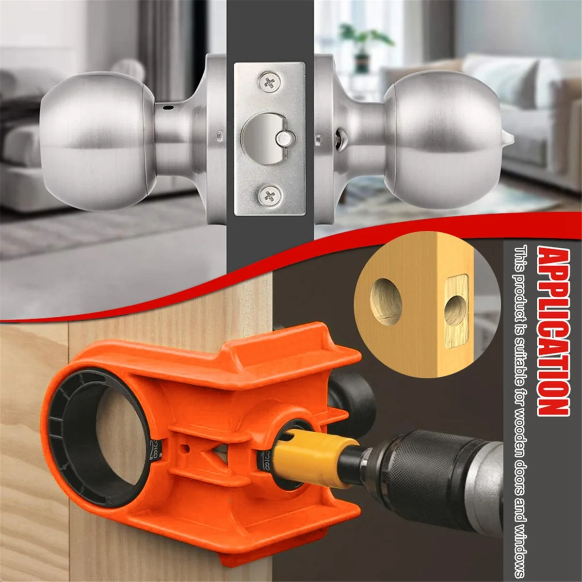

ABNJ Door Lock Installation Kit,Door Lock Jig for Metal or Wood Doors,Hole Saw Kit for Easy Lockset Installation Yellow