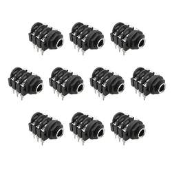 10Pcs/lot 6.35mm Jack 6 Pin Stereo Female Audio Connector 6.35 Socket Plugs Microphone PCB Soldering Type TRS Jacks Connectors