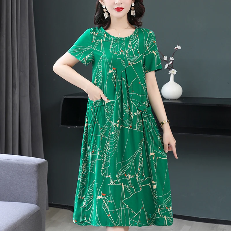 New Fashion  Summer Women For women Plus Size Dress Casual Vintage Elegant Floral Dresses Woman Clothes