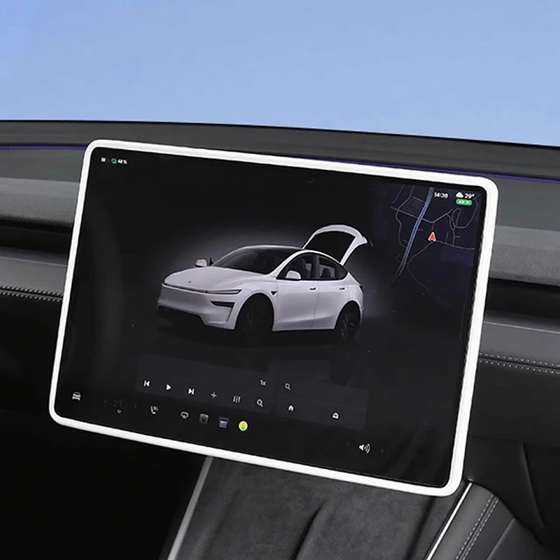 ل تسلا نموذج 3 Y العرعر سيليكون الإطار الواقي حافة غطاء التحكم المركزي عرض الملاحة واقي للشاشة الملحقات #5