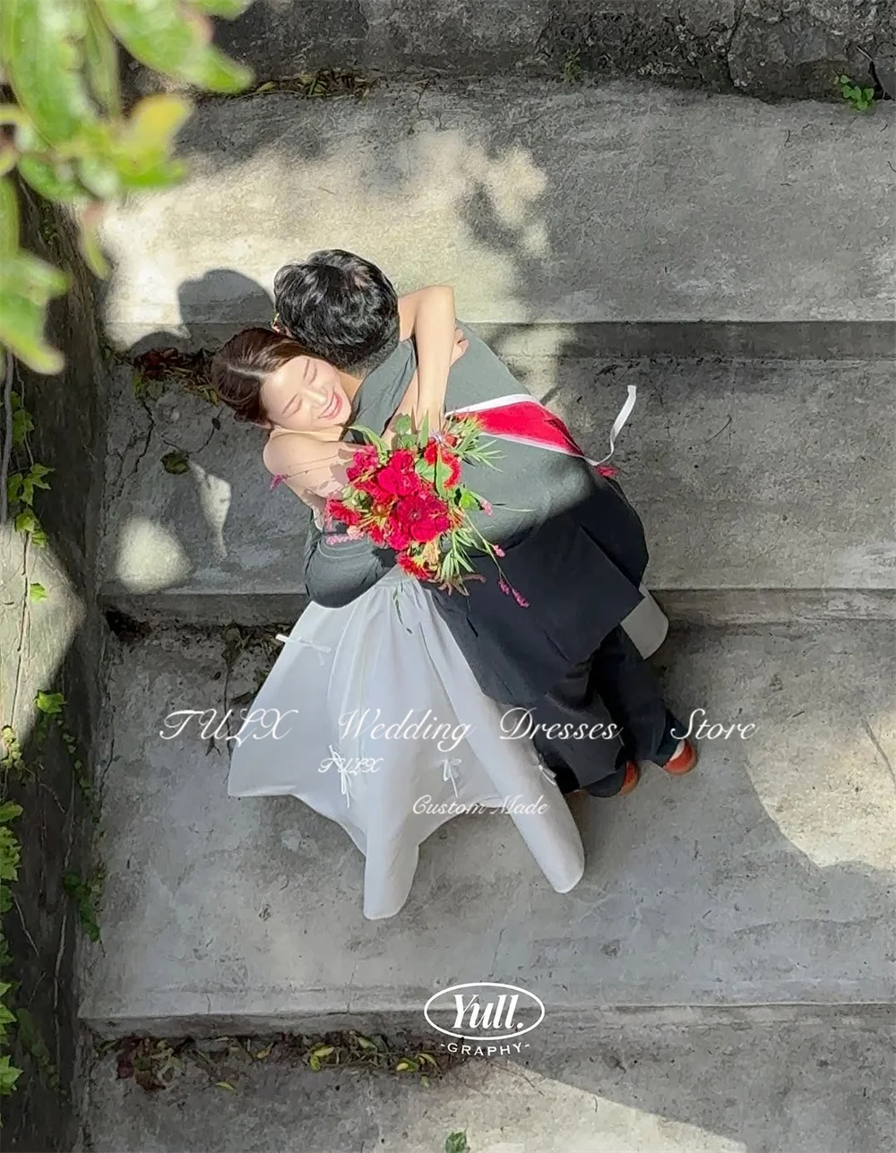 TULX – robe de mariée élégante en Satin, manches assorties, séance Photo coréenne, ligne A, sans bretelles, Corset Long, personnalisée