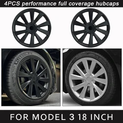 4PCS HubCap for Tesla Model 3 18 Inch Car Replacement Wheel Cap Automobile Hub cap Full Rim Cover Accessories Wheel Cover 2023