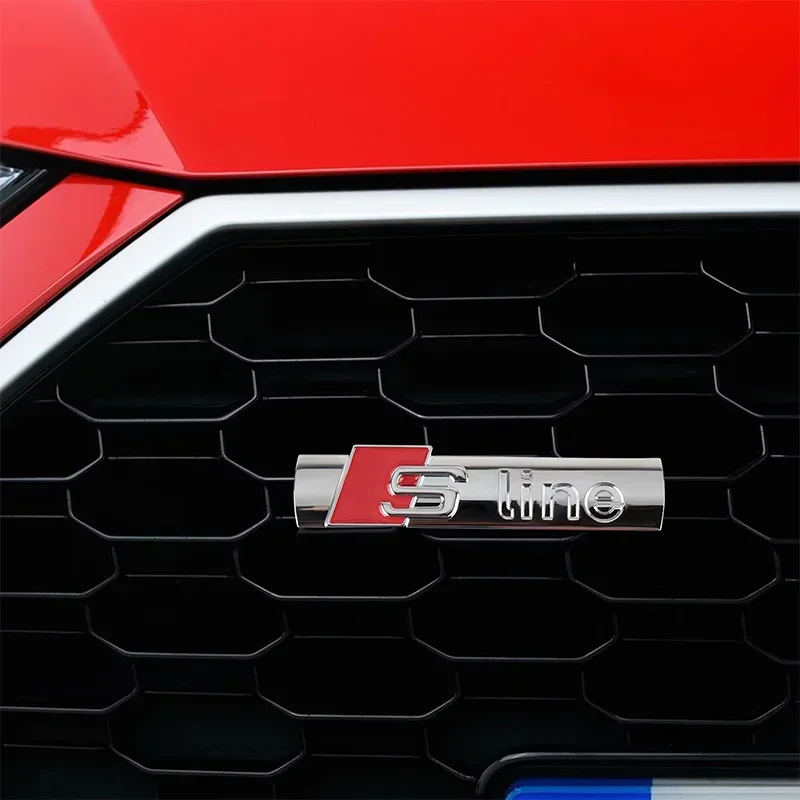 

For Audi A3 A4 A5 A6 A7 A8 S3 S4 S5 S6 S7 S8 Q3 Q5 Q7 TT S Line Logo Auto Front Grille Emblem Metal Car Badge Sticker Styling