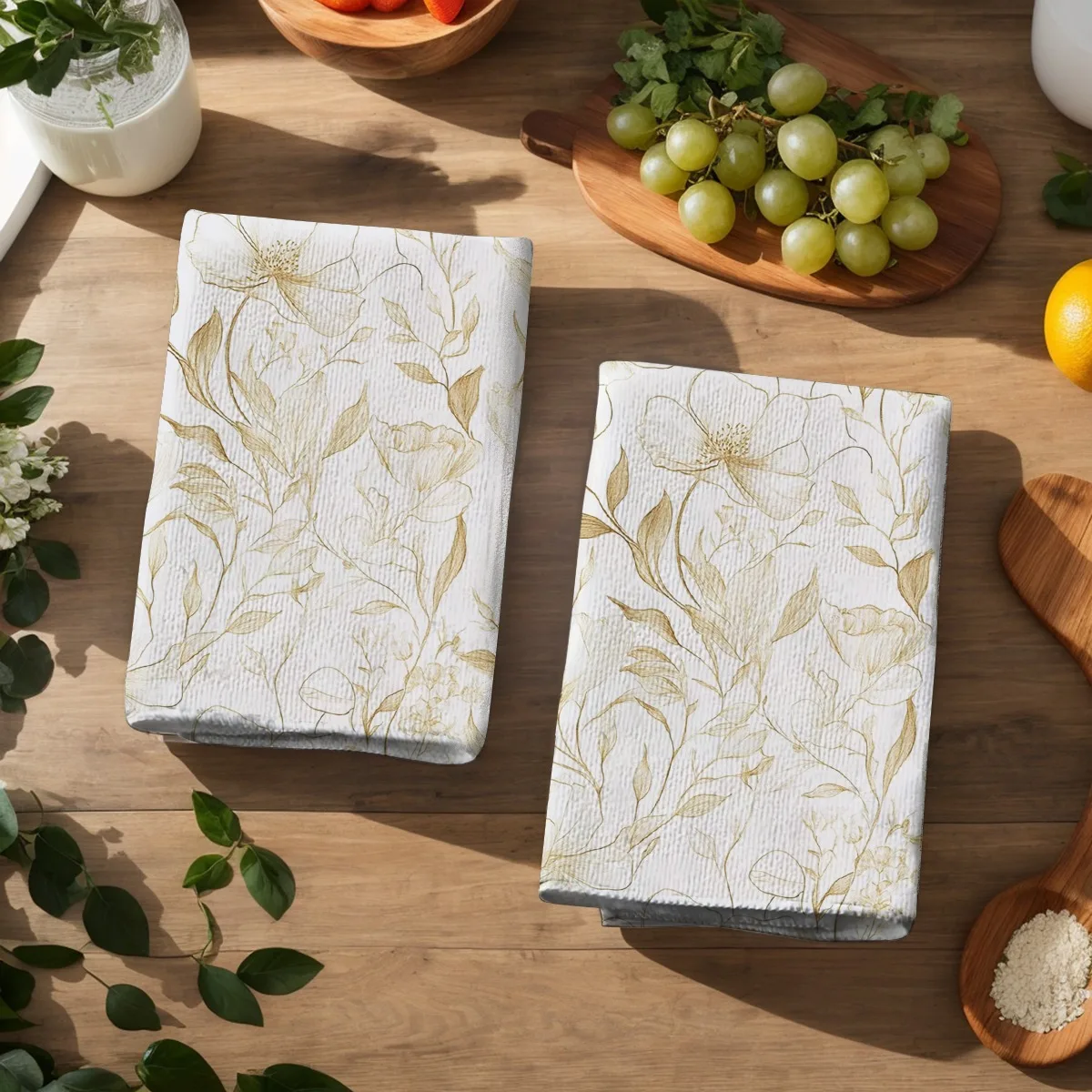 

2 шт. мягкие впитывающие кухонные полотенца, полотенце для посуды, растения, китайский стиль, цветы, салфетки для посуды, праздничное украшение, сухая ткань для кухни
