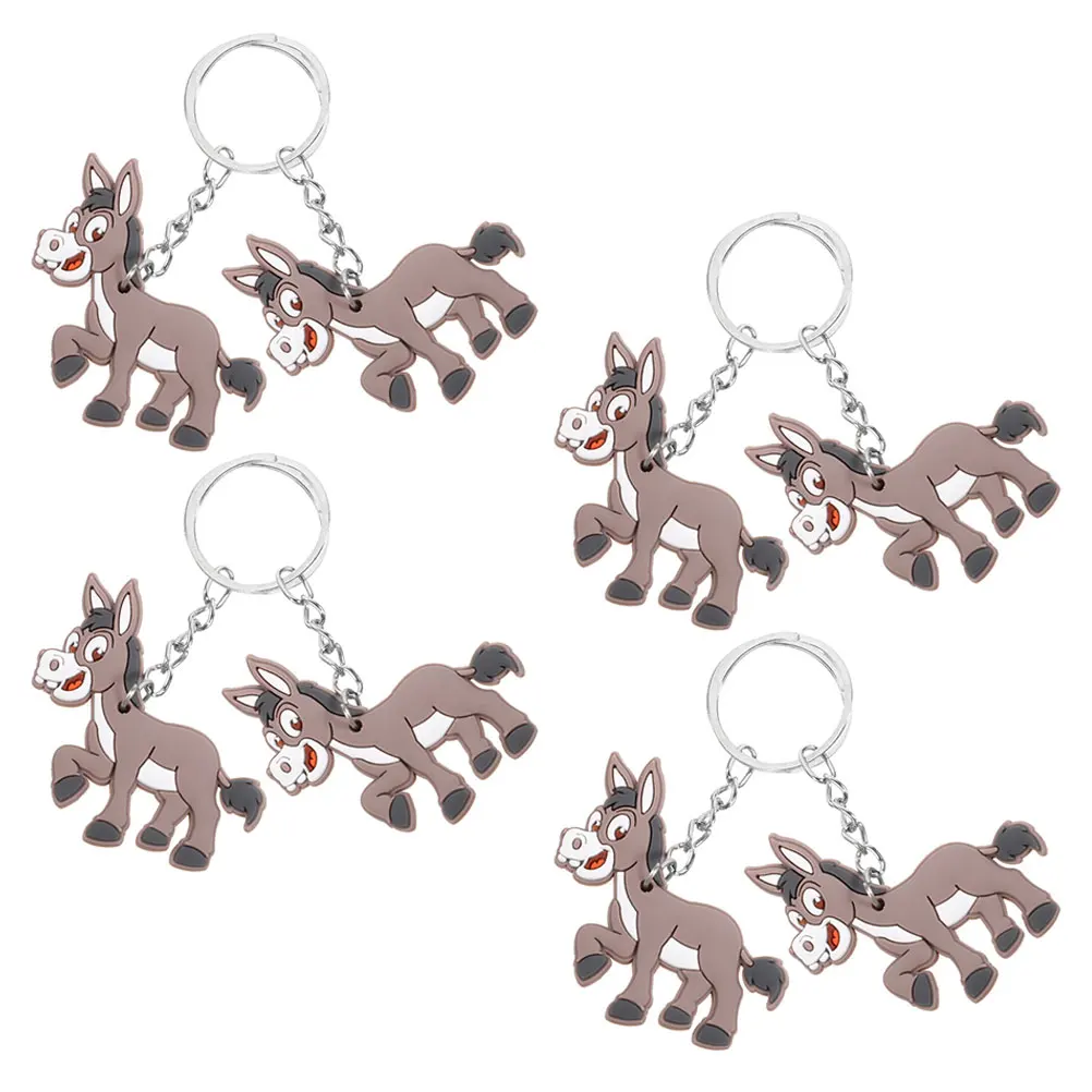 

8 Pcs Gifts Animal Keychain Pendant Donkey Hanging Decor Keyring Theme Cute