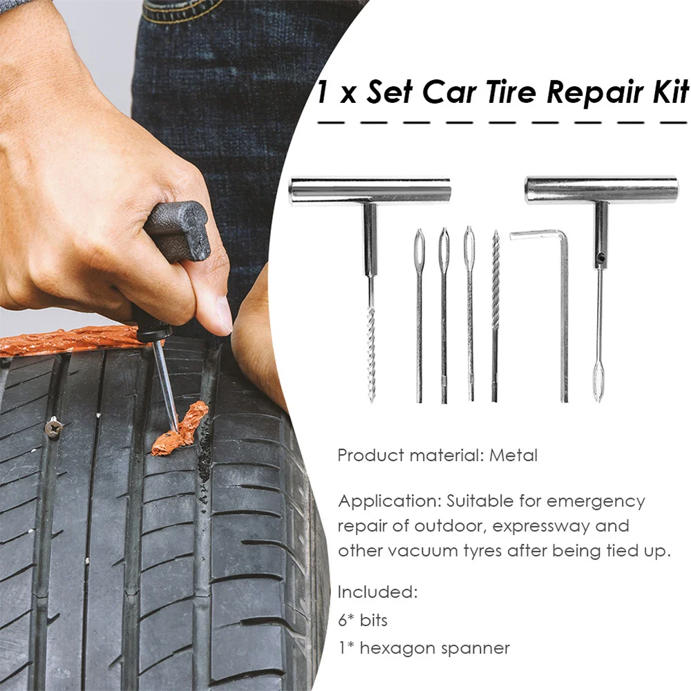Cars Tire Repair Kits Auto Repair Tools Set Automobile Motorcycle Bicycle Tire Repair Kit Tubeless Emergency Tire Repair Set