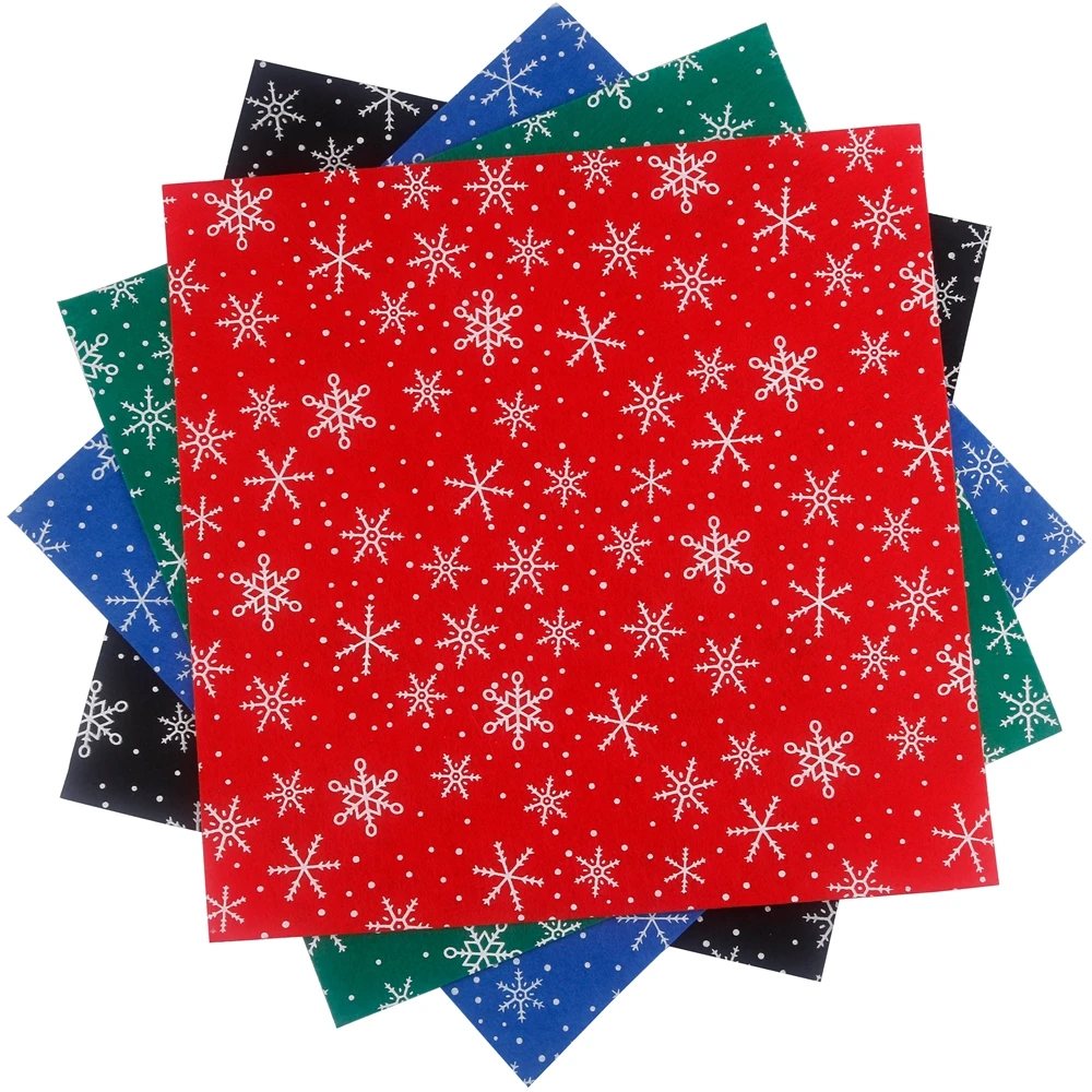 1mmThick Non-woven Polyester Cloth Felt Fabric For Sewing Quilting DIY Handmade Dolls Crafts Material Christmas Snowflake Series