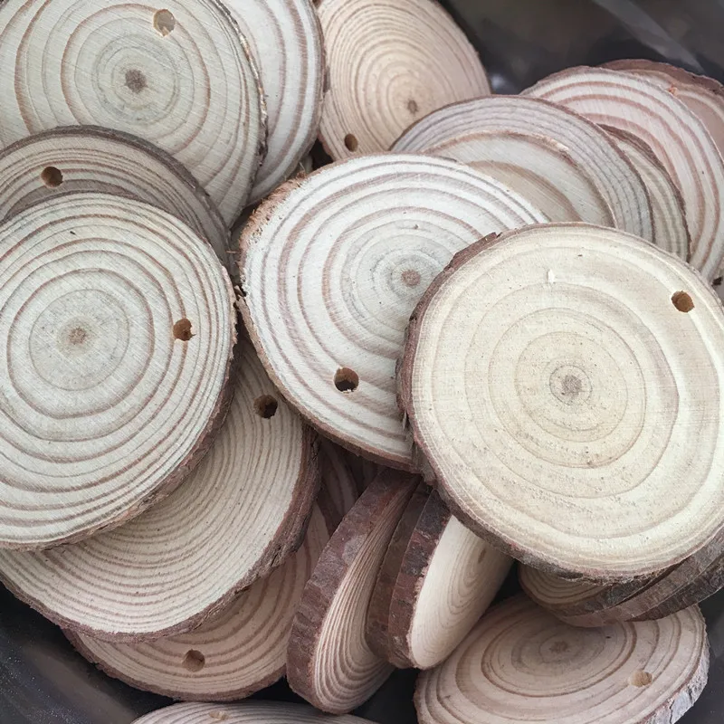 Dischi di legno a forma di tronco, ideali per progetti fai-da-te, centrotavola per matrimoni, articoli per feste, decorazioni fai-da-te, senza corda, 5-6 cm, 10 pezzi.