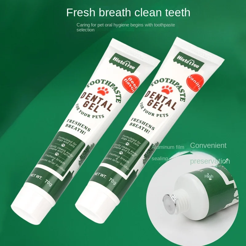 Dog Toothpaste,Beef Flavor Vanilla Flavor Cat Toothpaste Pet Oral Hygiene Products Toothpaste for Both Cats and Dogs for Puppy