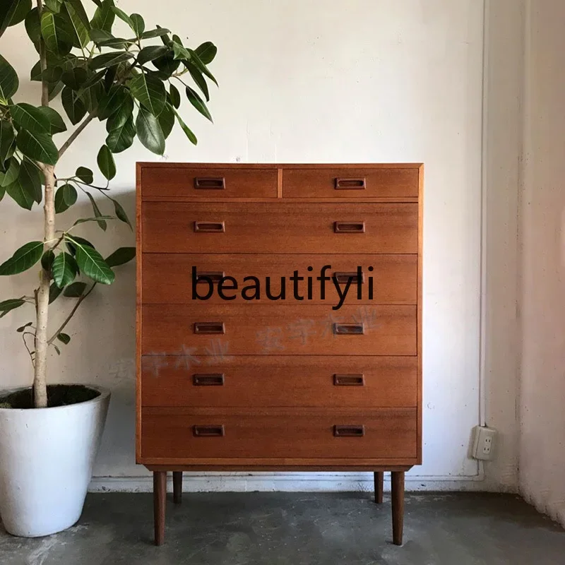 All solid wood black walnut six-chest cabinet