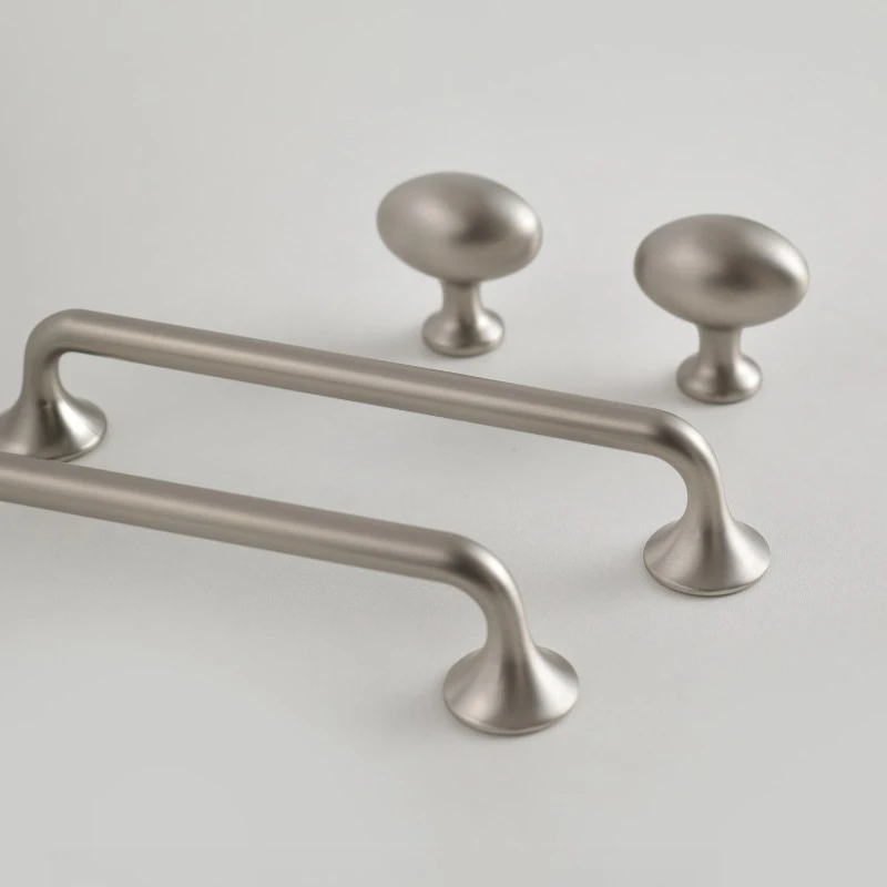 Brushed Metal Door Handles French Style Cabinet Pulls Nordic Kitchen Wardrobe Furniture Hardware Small Single-Hole Drawer Knobs