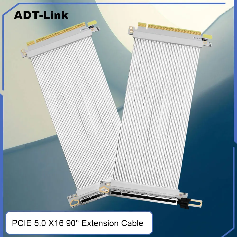 

PCIE 5.0 X16 Кабель видеокарты Удлинительный кабель под прямым углом 90 градусов с кронштейном Кабель-адаптер GEN5 Высокоскоростной мягкий провод