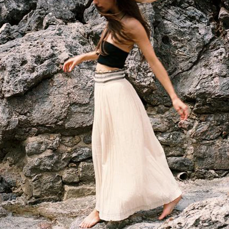 

Summer 2025 Women's Faion Color Blo Waist Design Holiday Sle Skirt Polyester Fiber 00% Z Brand New Arrival