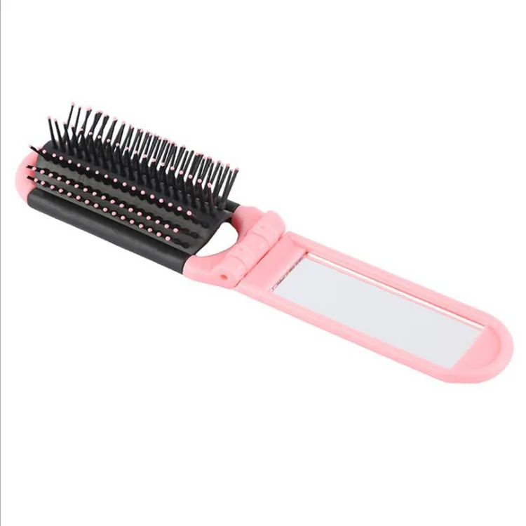 Fashion Professional Portable Travel Folding Hair Brush with Mirror Hairdressing Pocket Comb Pocket Size Purse Travel Hair Combs