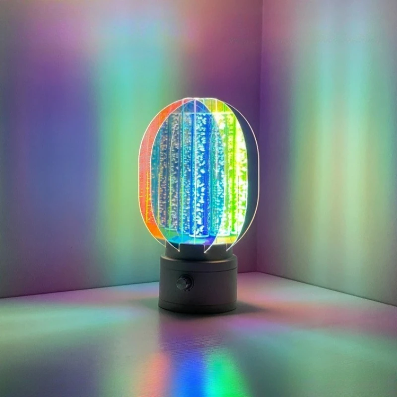 Aluminium Aurora Night Light Rotate Creativity Nightlight Study Bedroom Bedside Mood Lights Indoor Decoration Rechargeable Lamp