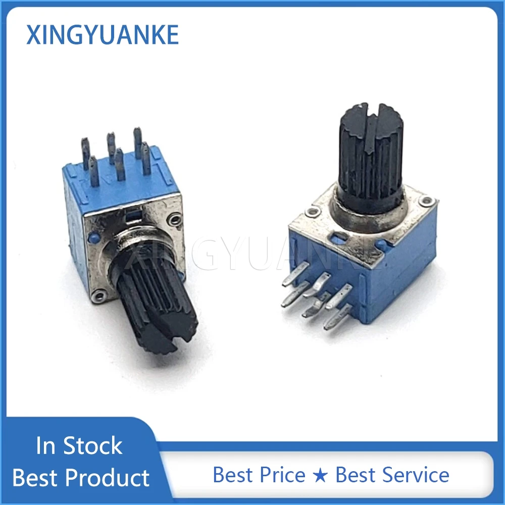 5PCS RK097 Double 6Pin B10K B20K B50K B100K B500K A20K A50K C50K C100K C500K Car Amplifier Audio Potentiometer Flower Shaft 10MM