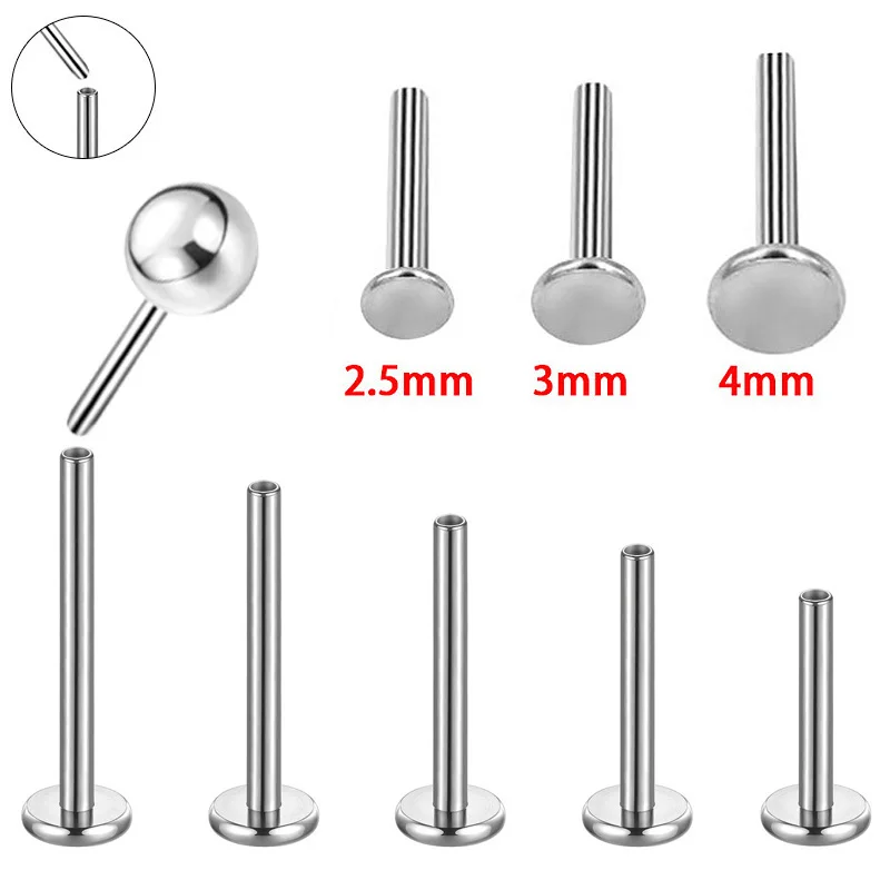 5pcs/lot ASTM F136 Titanium 16G Threadless Push-In Replacement Flat Back Post