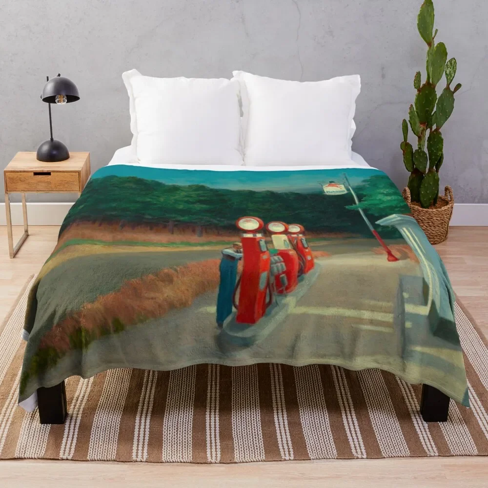 Edward Hopper - Gas, Art reproduction Throw Blanket decorative Baby Thermal wednesday Blankets