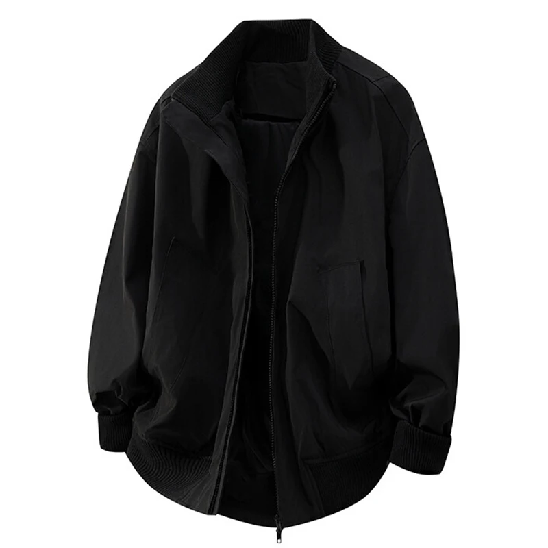 

Spring Fashion Design Men's Jacket American Style Aviator Stand Collar Baseball Coat Casual Varsity Windproof Zipper Jackets